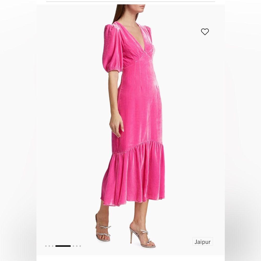 NWT Rhode Ester Puff-Sleeve Velvet Midi-Dress